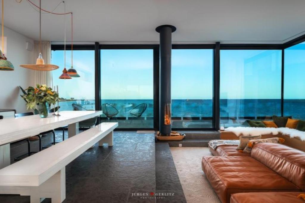 Designer Strandvilla Auf Der Ostsee - Mit Freiem Meerblick Und Dachterrasse Olpenitz Luaran gambar